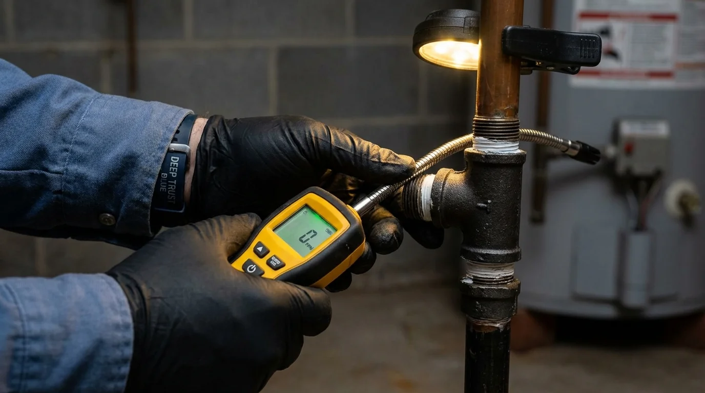 Gas leak detection with electronic sniffer by Johns Plumbing LLC in Gaithersburg
